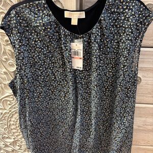 Michael Kors Women's Top in Blue and Gold Pattern